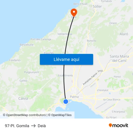 97-Pl. Gomila to Deià map