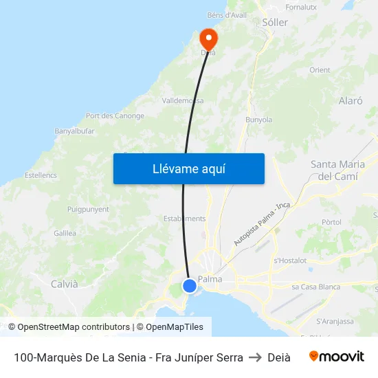 100-Marquès De La Senia - Fra Juníper Serra to Deià map