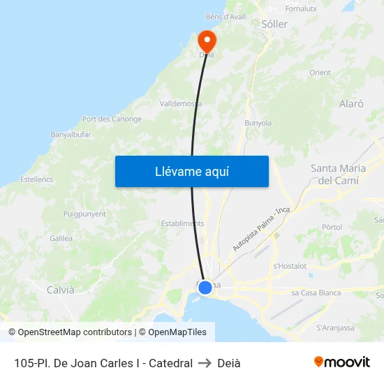 105-Pl. De Joan Carles I - Catedral to Deià map