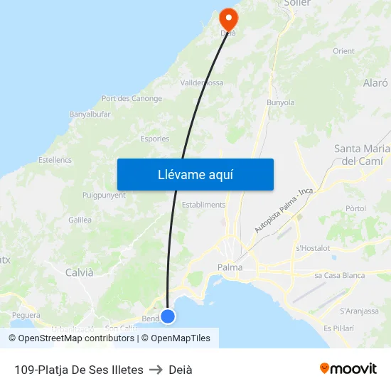 109-Platja De Ses Illetes to Deià map