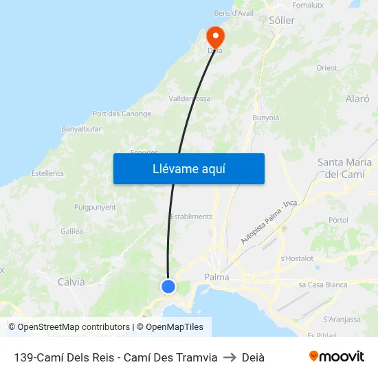 139-Camí Dels Reis - Camí Des Tramvia to Deià map