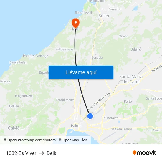 1082-Es Viver to Deià map