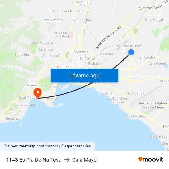 1143-Es Pla De Na Tesa to Cala Mayor map