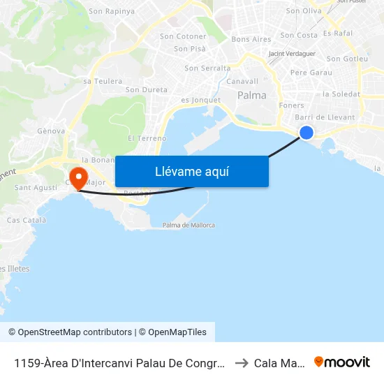 1159-Àrea D'Intercanvi Palau De Congressos to Cala Mayor map