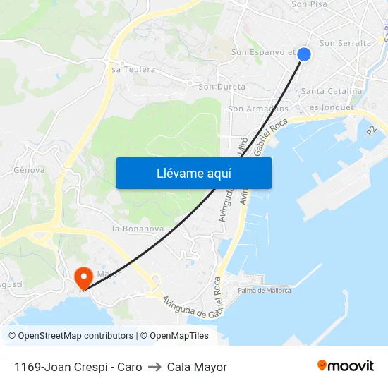 1169-Joan Crespí - Caro to Cala Mayor map