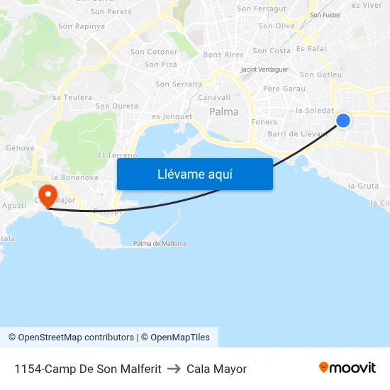 1154-Camp De Son Malferit to Cala Mayor map