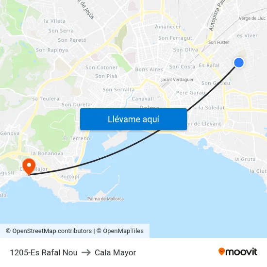 1205-Es Rafal Nou to Cala Mayor map