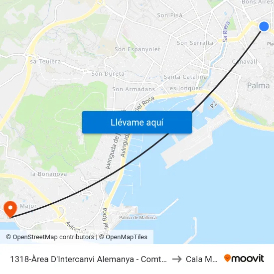 1318-Àrea D'Intercanvi Alemanya - Comte De Sallent to Cala Mayor map