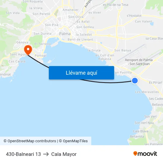 430-Balneari 13 to Cala Mayor map