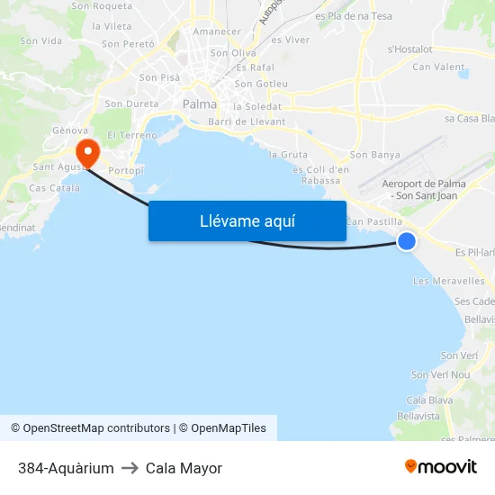 384-Aquàrium to Cala Mayor map
