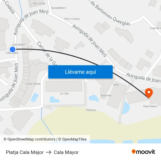 Platja Cala Major to Cala Mayor map