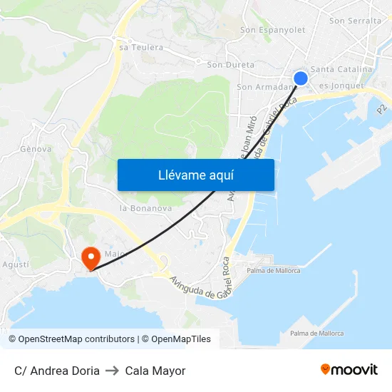 C/ Andrea Doria to Cala Mayor map