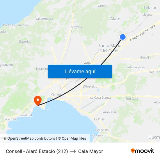 Consell - Alaró Estació (212) to Cala Mayor map