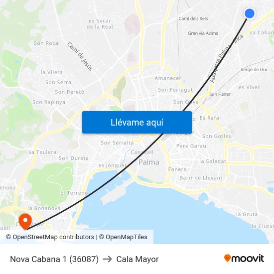 Nova Cabana 1 (36087) to Cala Mayor map