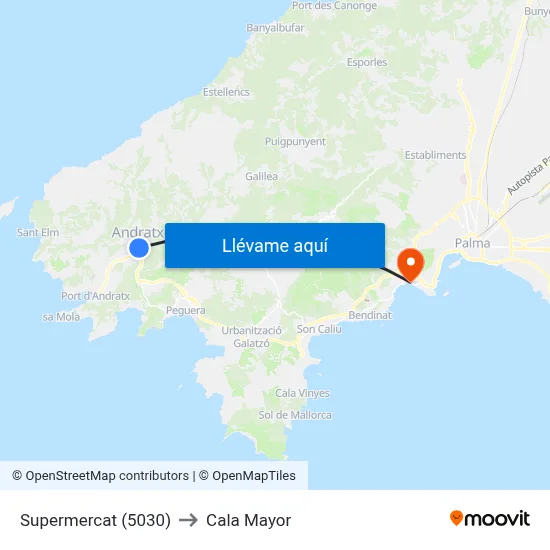 Supermercat (5030) to Cala Mayor map