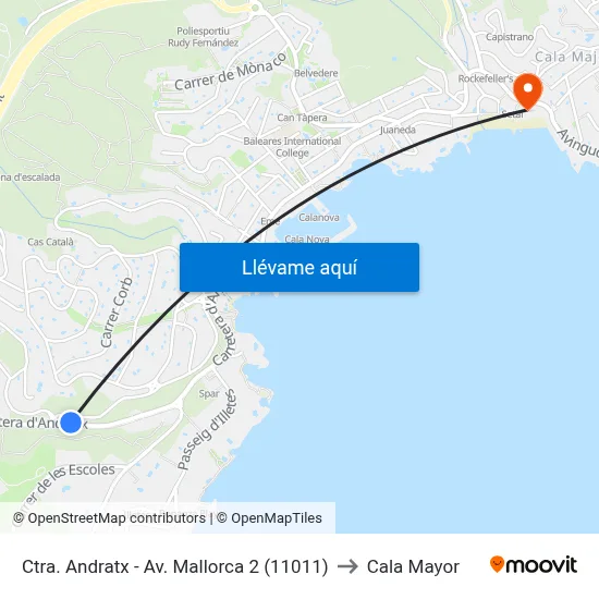 Ctra. Andratx - Av. Mallorca 2 (11011) to Cala Mayor map