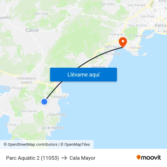 Parc Aquàtic 2 (11053) to Cala Mayor map