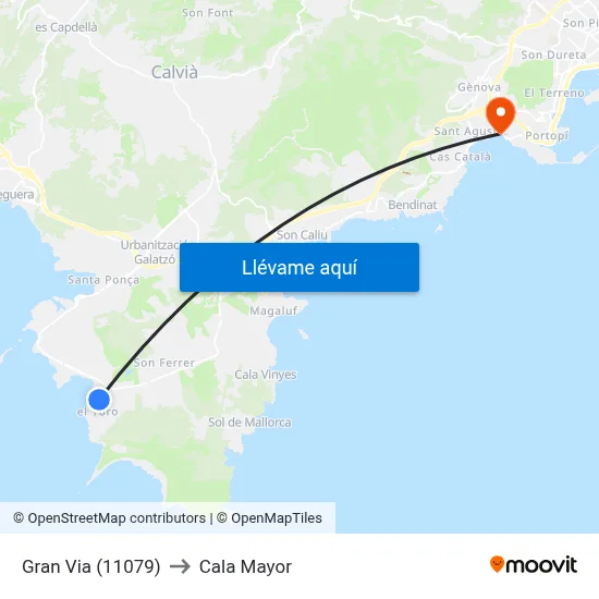 Gran Via (11079) to Cala Mayor map