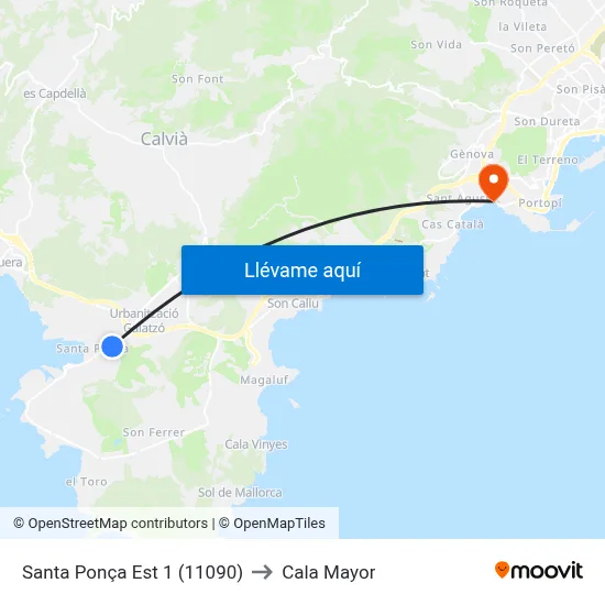 Santa Ponça Est 1 (11090) to Cala Mayor map