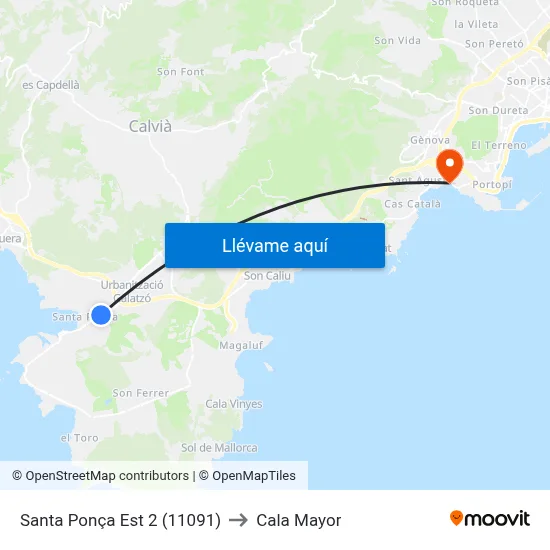 Santa Ponça Est 2 (11091) to Cala Mayor map