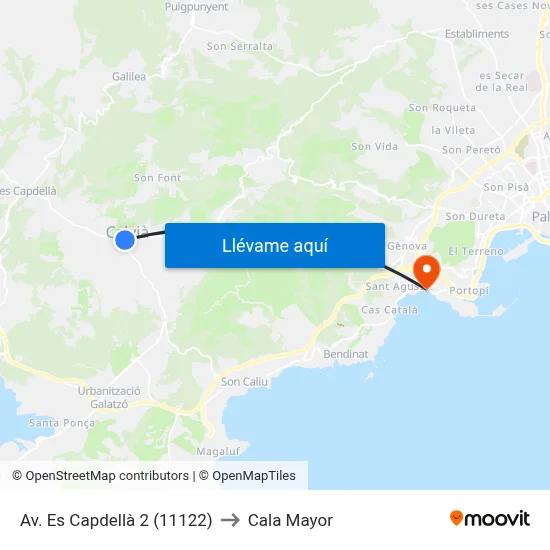 Av. Es Capdellà 2 (11122) to Cala Mayor map