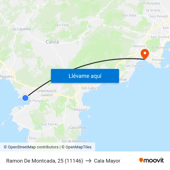 Ramon De Montcada, 25 (11146) to Cala Mayor map