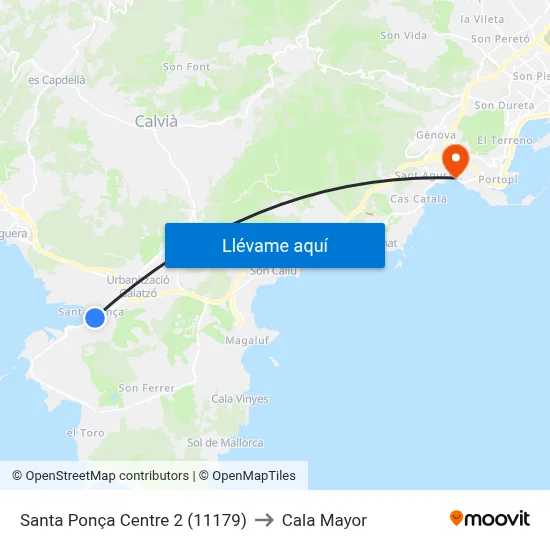 Santa Ponça Centre 2 (11179) to Cala Mayor map