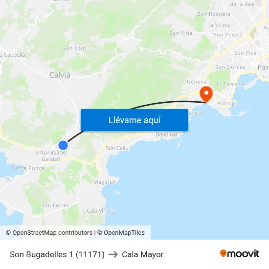 Son Bugadelles 1 (11171) to Cala Mayor map