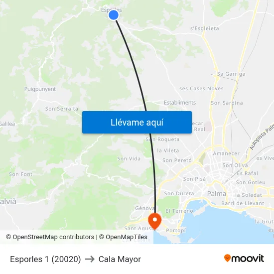 Esporles 1 (20020) to Cala Mayor map