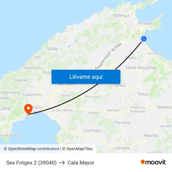 Ses Fotges 2 (39040) to Cala Mayor map