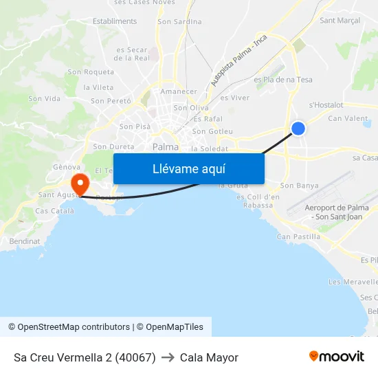 Sa Creu Vermella 2 (40067) to Cala Mayor map