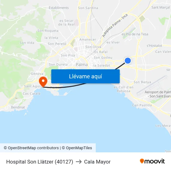 Hospital Son Llàtzer (40127) to Cala Mayor map
