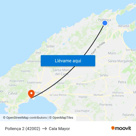 Pollença 2 (42002) to Cala Mayor map