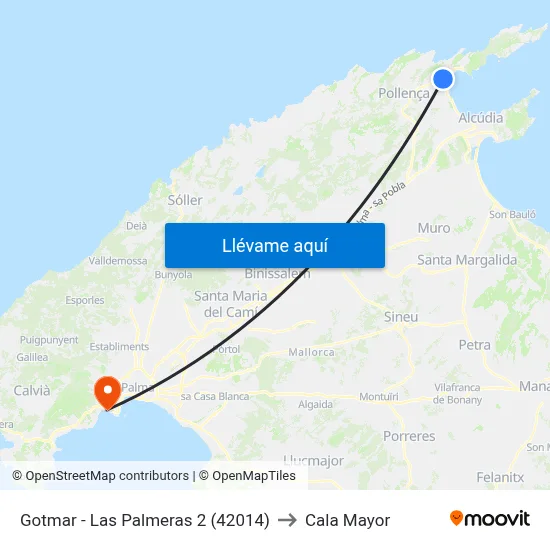 Gotmar - Las Palmeras 2 (42014) to Cala Mayor map