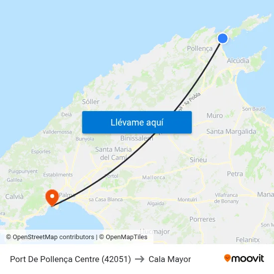 Port De Pollença Centre (42051) to Cala Mayor map