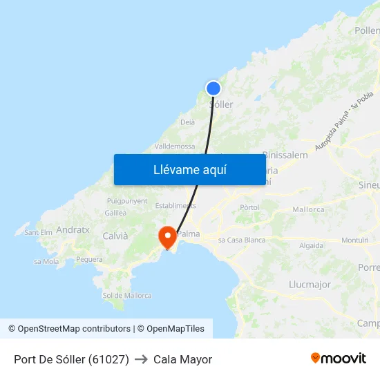 Port De Sóller (61027) to Cala Mayor map