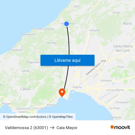 Valldemossa 2 (63001) to Cala Mayor map