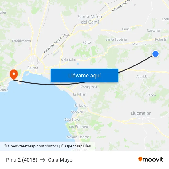 Pina 2 (4018) to Cala Mayor map