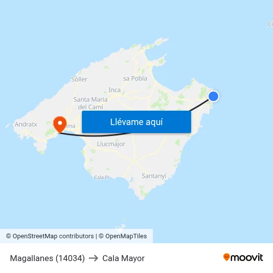 Magallanes (14034) to Cala Mayor map