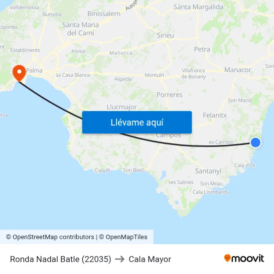 Ronda Nadal Batle (22035) to Cala Mayor map