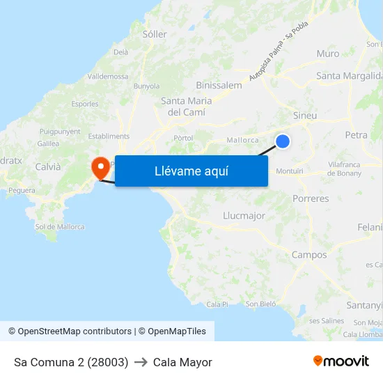 Sa Comuna 2 (28003) to Cala Mayor map