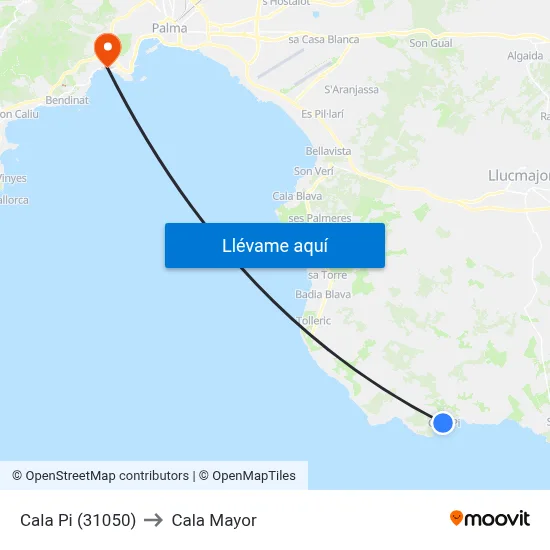 Cala Pi (31050) to Cala Mayor map