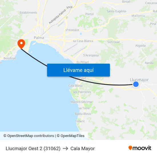 Llucmajor Oest 2 (31062) to Cala Mayor map