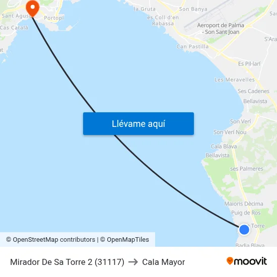 Mirador De Sa Torre 2 (31117) to Cala Mayor map