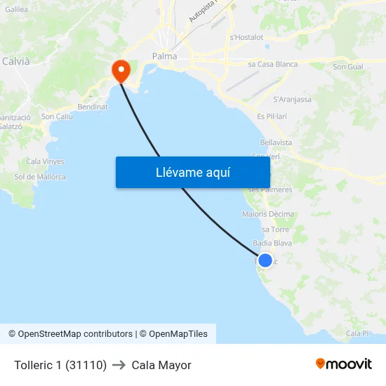 Tolleric 1 (31110) to Cala Mayor map