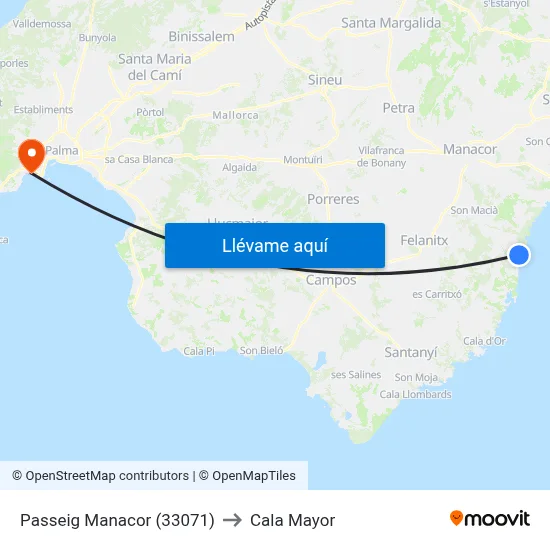 Passeig Manacor (33071) to Cala Mayor map