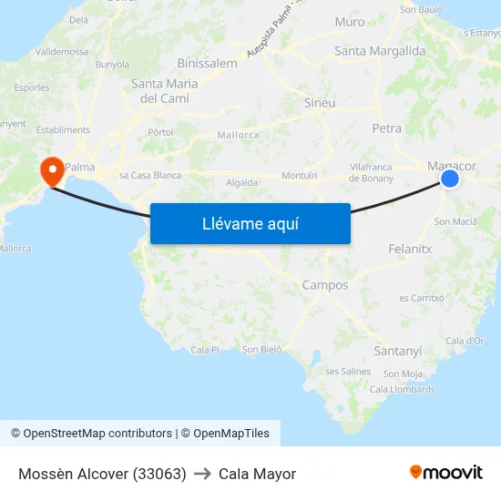Mossèn Alcover (33063) to Cala Mayor map