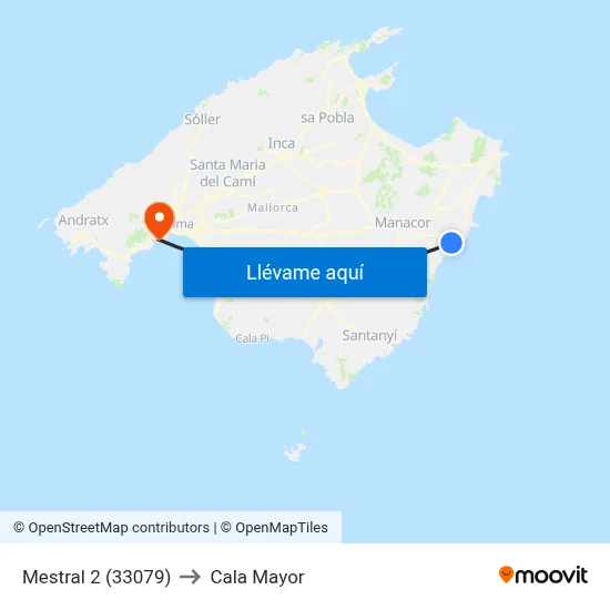 Mestral 2 (33079) to Cala Mayor map