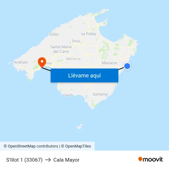 S'Illot 1 (33067) to Cala Mayor map