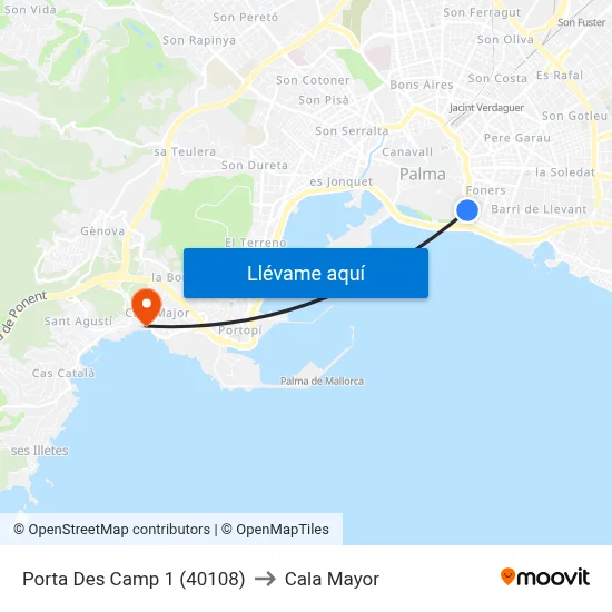 Porta Des Camp 1 (40108) to Cala Mayor map